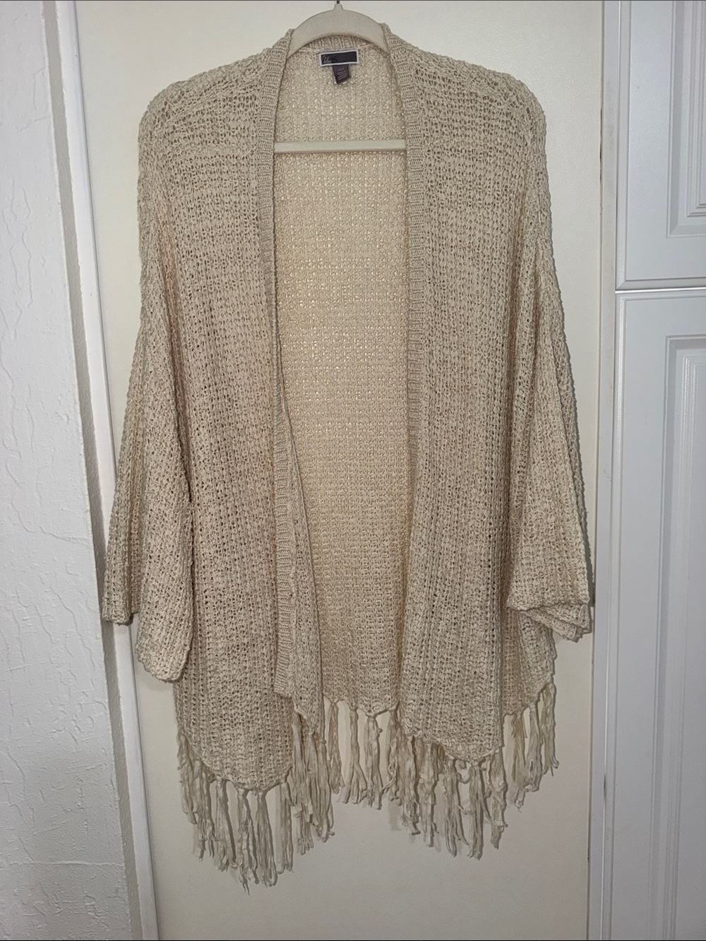 Chelsea28 Open-Knit Fringe Kimono Cardigan | XS/S